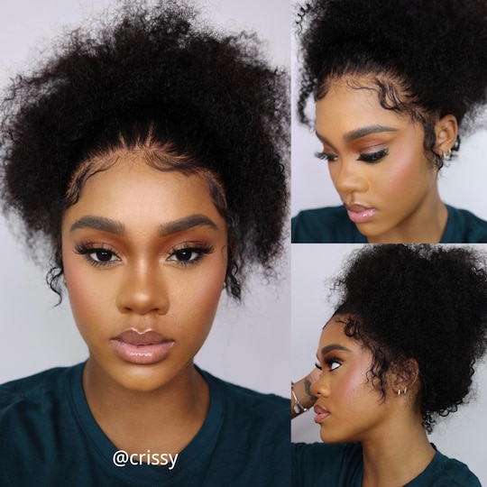  7x5 Transparent Lace Kinky Curly Human Hair Wigs with Invisible Knots