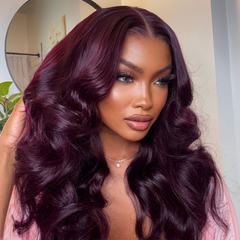  @Lynee 7x5 and 13x4 Pre-Everything Lace Frontal Black Cherry Loose Wave and Layered Straight Effortlessly Glueless Wig
