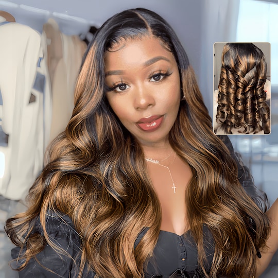 Affordable Balayage Highlight Color Body Wave 7X5  Bye Bye Knots Pre Cut Lace Wig And T Part Lace Wig Member Exclusive