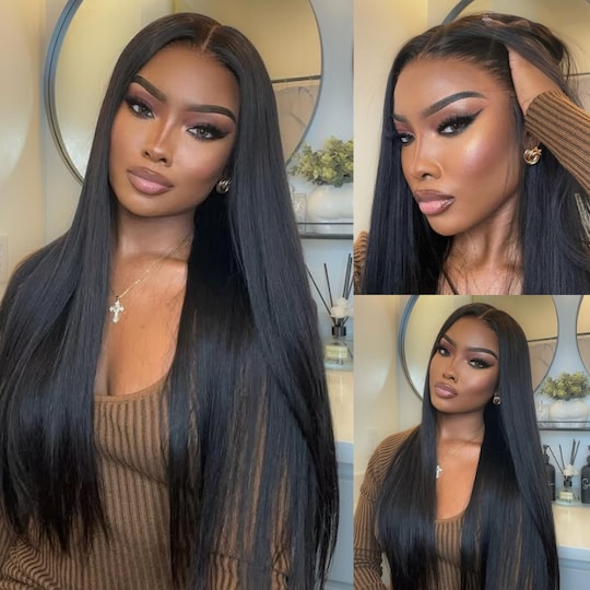  13x4 Pre-Everything Lace Front Silky Straight Wig Put on and Go Glueless Human Hair Wigs