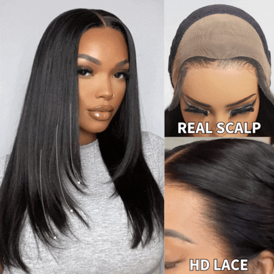  HD Real Scalp™ Wig 13x4 Invisible HD Lace Frontal Layered Straight Face Framing Human Hair Wig