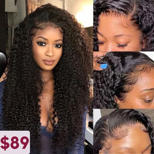 $100 Off Directly | Natural Black Bouncy Kinky Curly Lace Wig Member Exclusive