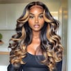  7x5 ByeBye Knots Wig Honey Caramel Highlights Human Hair Wigs Loose Wave Put on and Go Glueless Wigs