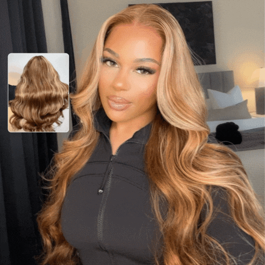  Highlight Blonde Body Wave Glueless Lace Wig 7x5 Bye Bye Knots Wigs with Invisible Knots