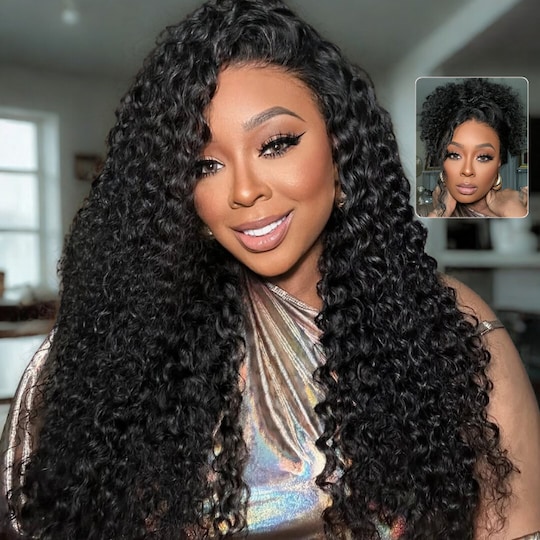  360° Snug Fit 13x4 Pre-Everything Lace Frontal Wig Water Wave Human Hair Wigs with Bleached Knots