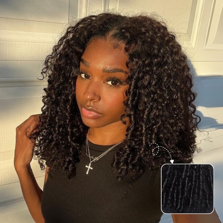  Pre-Style Finger Coils Thick Curls Glueless Wig 7x5 Bye Bye Knots Lace Closure Human Hair Wig