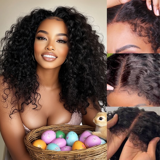  Invisible Knots Jerry Curly Wig 7x5 Lace Closure Put on and Go Human Hair Wigs