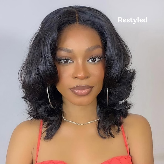  7x5 Bye Bye Knots Silky Straight Short Bob Wigs Put on and Go Glueless Lace Wig with Bleached Tiny Knots