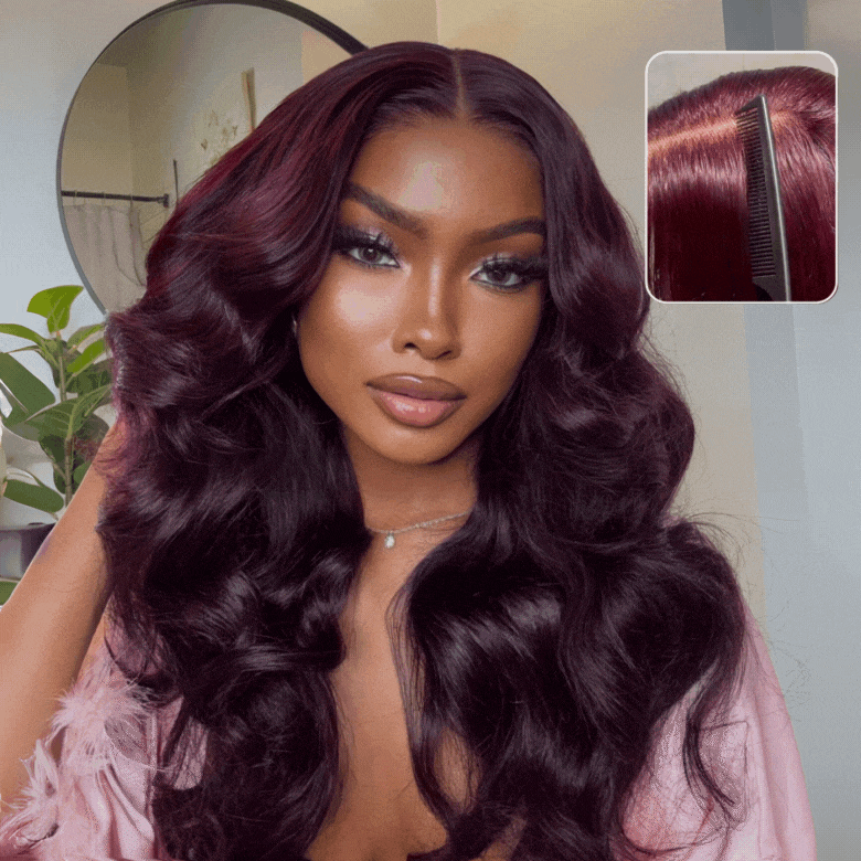  @Lynee 7x5 and 13x4 Pre-Everything Lace Frontal Black Cherry Loose Wave and Layered Straight Effortlessly Glueless Wig