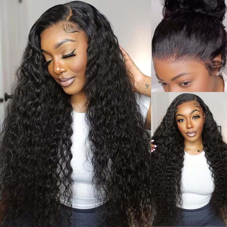  7x5 Bye Bye Knots Put on and Go Glueless Wig Pre Cut Lace Ocean Water Wave Human Hair Wig with Invisible Knots