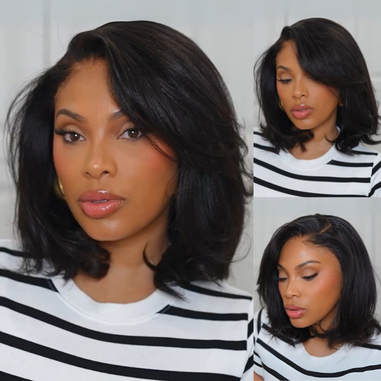  Light Yaki Bob 7x5 and13x4 Glueless Lace Front Wig Natural Looking Yaki Straight Bleached Knots Human Hair Wigs