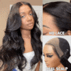  HD Real Scalp™ Wig 13x4 Skin Lace Frontal Loose Wave Face Framing Curtain Bangs Human Hair Wig with Invisi-Drawstring