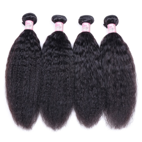  Kinky Straight Hair Weave 4 Bundles Brazilian Virgin Hair 8-26 Inch